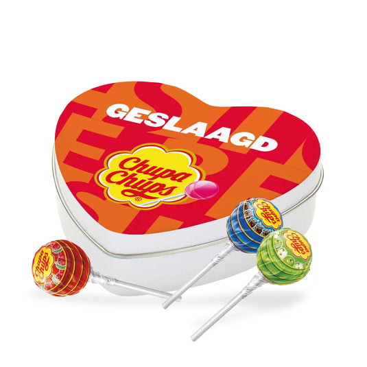 Chupa Chups geschenkdoos hartje "Geslaagd" - 119g