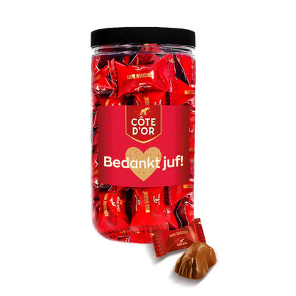Côte d'Or Mini Bouchée chocolade "Bedankt juf!" - cadeau voor juf - 500g