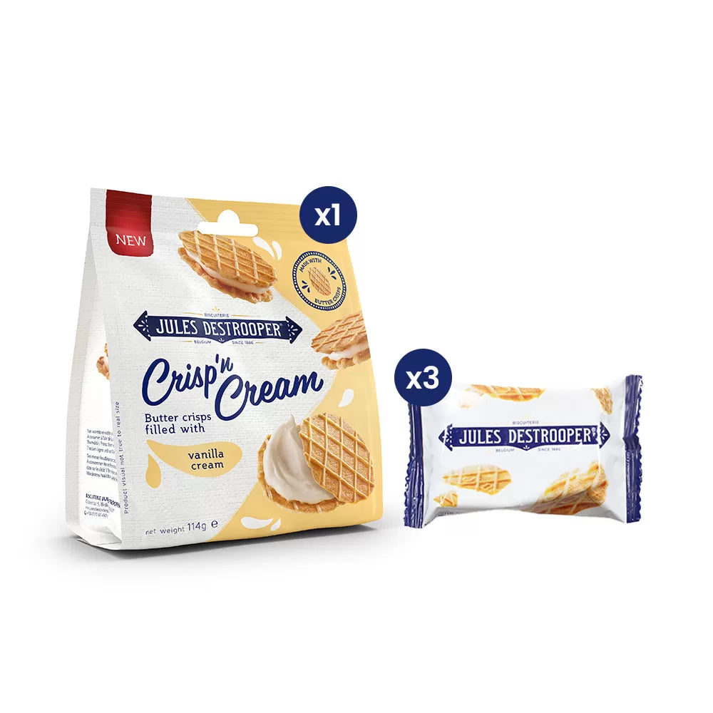 Jules Destrooper geschenkdoos - Crisp 'n Cream Vanille & Natuurboterwafels - 186g