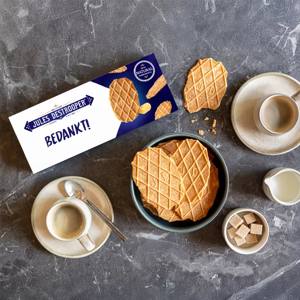 Jules Destrooper Natuurboterwafels - "Bedankt! / Merci!" - 100g x 2