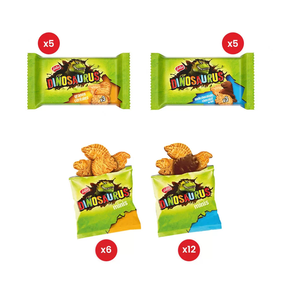 Lotus Dinosaurus Original & Mini's mix - voordeel maandpakket - 28 stuks - 750g