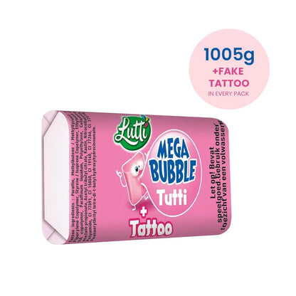 Lutti candy box met kauwgom - Mega Bubble Tutti Gum & neptattoo - 1005g