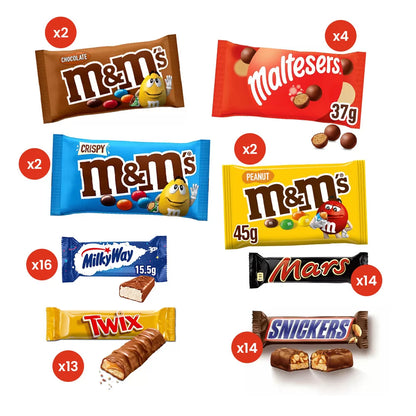 Mars Super Party box - Mars, Snickers, Twix, Milky Way, Maltesers & M&M's - 1500g