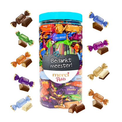 merci geschenkpakket voor de meester met chocolade en mok - bedank de leerkracht - 950g