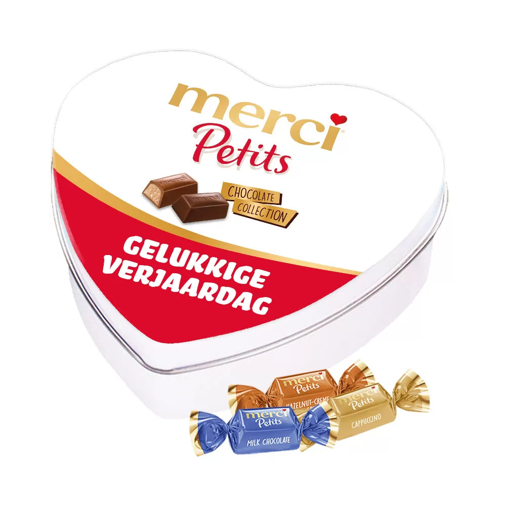 merci Petits geschenkdoos hartje "gelukkige verjaardag" - mix van smaken - 115g