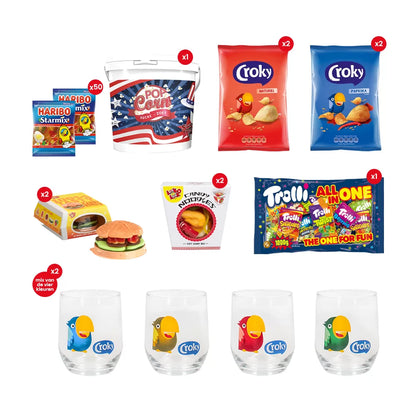 Partybox met snoep, chips en popcorn - assortiment voor elk feestje - 3380g