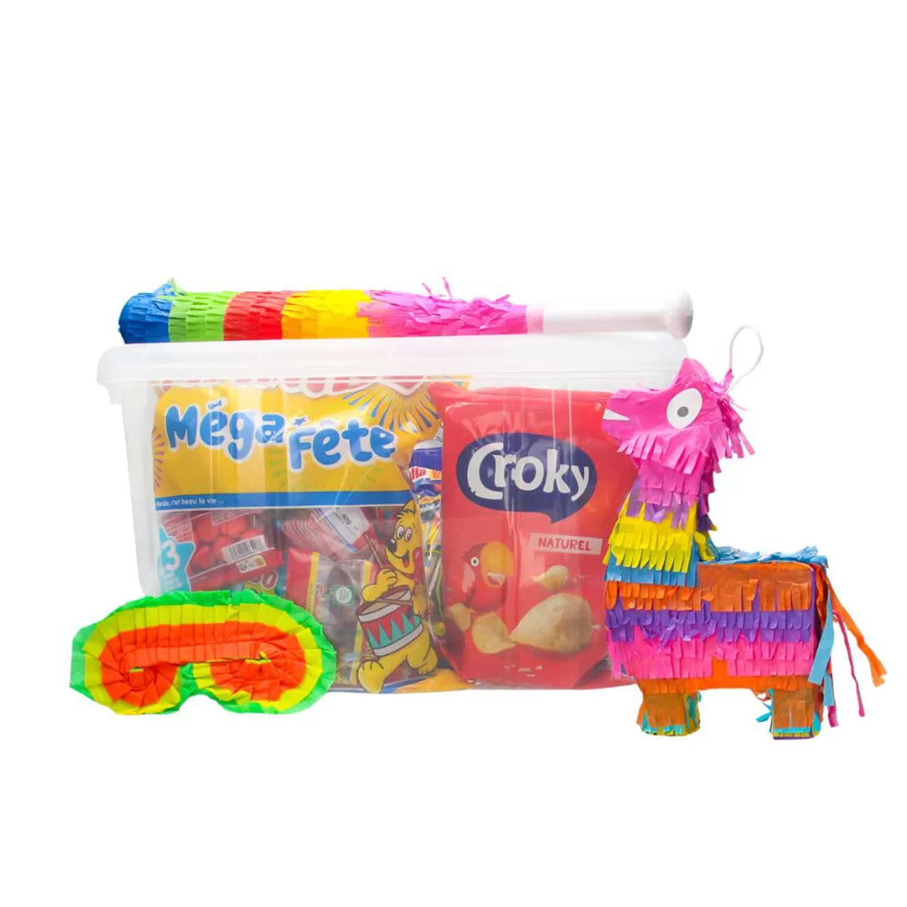 Piñata partybox - compleet feestpakket met snoep, chips en piñata - 1810g